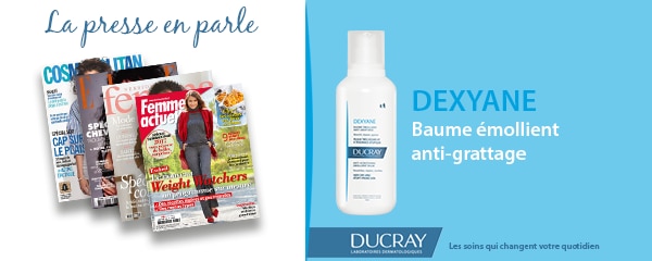 La presse parle de Ducray : Baume émollient anti-grattage Dexyane 